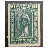 US Internal Revenue $1 Documentary Stamps - 1989 and 1900 Green and Red