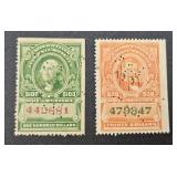 US Federal Reserve Documentary Stamps -  1917 US $30 Stamp and US $100
