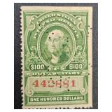 US Federal Reserve Documentary Stamps -  1917 US $30 Stamp and US $100