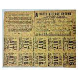 United States World War II Ration Books & Stamps, Basic Mileage Ration Stamps, Fuel Oil Ration Paperwork