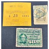 Collection of State Stamps from New York for Stock Transfers Tax, Stock Transfer, Department of Labor Inspection Stamp for Bedding, Custom House fees