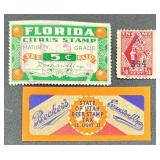 Collection of State Stamps from Pennsylvania, Indiana, Florida, California, Utah, Massachusetts