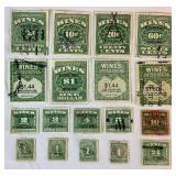 USPS and USIR Revenue Stamps for Cordials and Wines dating back to 1914