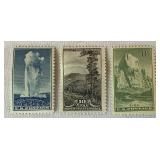1934 National Park Series Postage Stamps, Scott catalog 740-749, One Set New and One Set Cancelled LOT #2