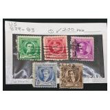 1940 Famous Americans Series Postage Stamps