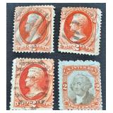 United States Early Postage Stamps with Internal Revenue Stamps