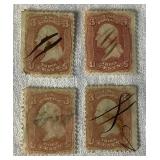 1860 George Washington Three Cent United States Stamps Scott #65