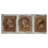 1860 George Washington Three Cent United States Stamps Scott #65