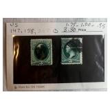 United States Postage Stamps Scott #147, #153, #157, #158, #178, #179, #182 and #184