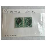 United States Postage Stamps Scott #147, #153, #157, #158, #178, #179, #182 and #184