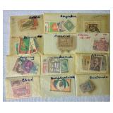 Cancelled International Postage Stamps Representing Many Countries