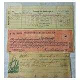 Vintage Receipts and Documents including Bus Transportation, Property Taxes, United States Railroad, and More