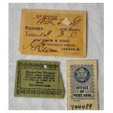 Vintage Receipts and Documents including Bus Transportation, Property Taxes, United States Railroad, and More