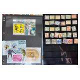 Bundle of Global Postage Stamps and 1982 USPS Stamp Album