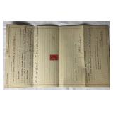 Antique Documents with Stock Transfer, Documentary and Internal Revenue Stamps dating back to 1873