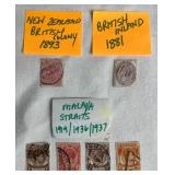 Great Britain Postage Stamps from Colonies, British Islands, Straits Settlements, and Malaya Straits