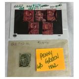 Postage Stamps from Great Britain - Penny Black, Red, Green and Lilac dating back to 1840