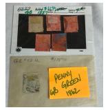 Postage Stamps from Great Britain - Penny Black, Red, Green and Lilac dating back to 1840