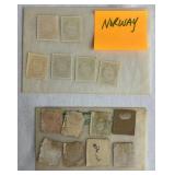Europeon Stamps from Norway, Ireland, Italy, France, Switzerland, Portugal, and Montenegro dating back to 1851
