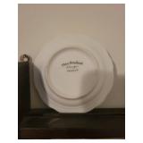 Set of 8 Antique Limoges Porcelain Butter Pat Chip Plates and Display Shelf