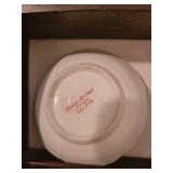 Set of 8 Antique Limoges Porcelain Butter Pat Chip Plates and Display Shelf