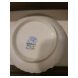 Set of 8 Antique Limoges Porcelain Butter Pat Chip Plates and Display Shelf