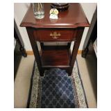 Classic Wooden Nightstand with Brass Handle Drawer