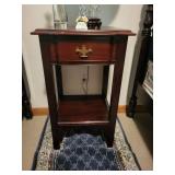 Classic Wooden Nightstand with Brass Handle Drawer