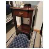 Classic Wooden Nightstand with Brass Handle Drawer