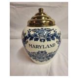 Royal Goedewaagen Blue Delft Holland Jar with Brass Lid