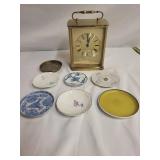Hamilton Quartz Mantel Clock with Assorted Decorative Butter Chip Plates including one Meissen plate