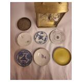Hamilton Quartz Mantel Clock with Assorted Decorative Butter Chip Plates including one Meissen plate