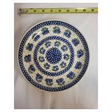 Polish Pottery Covered Butter Dish with Folk Art Design