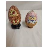 Set of Russian Painted Eggs with Detachable Wooden Doll
