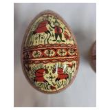 Set of Russian Painted Eggs with Detachable Wooden Doll