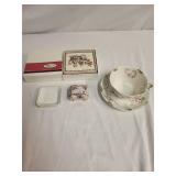 Theodore Haviland Limoges France Tea Cup & Saucer with Floral Coaster Set
