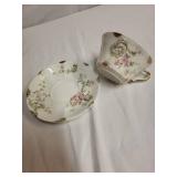 Theodore Haviland Limoges France Tea Cup & Saucer with Floral Coaster Set