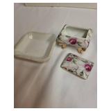 Theodore Haviland Limoges France Tea Cup & Saucer with Floral Coaster Set