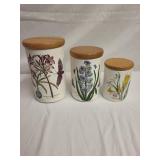 Set of 3 Portmeirion Botanic Garden Ceramic Canisters