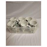 Set of 11 Botanic Garden Mugs and 10 Green Rim Plates by Portmeirion