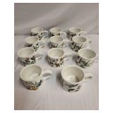 Set of 11 Botanic Garden Mugs and 10 Green Rim Plates by Portmeirion