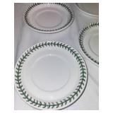 Set of 11 Botanic Garden Mugs and 10 Green Rim Plates by Portmeirion