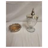 Vintage Silver Plated Candy Dish and Glass Jar with Lid