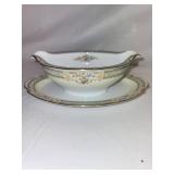 Noritake China Lynbrook Floral Gravy Boat and Floral Covered Egg Dish