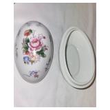 Noritake China Lynbrook Floral Gravy Boat and Floral Covered Egg Dish