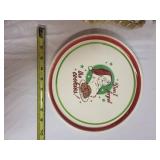 Holiday Decor Set with SANTA Cookie Plate, Silver Plate, Gold Wire Basket & Tree Place Card Holders