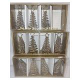 Holiday Decor Set with SANTA Cookie Plate, Silver Plate, Gold Wire Basket & Tree Place Card Holders