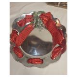 Holiday Decor Set with SANTA Cookie Plate, Silver Plate, Gold Wire Basket & Tree Place Card Holders