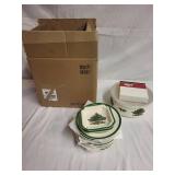 Spode Christmas Tree Dinnerware Set Including Plates, Bowls, and Glasses