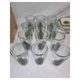 Spode Christmas Tree Dinnerware Set Including Plates, Bowls, and Glasses